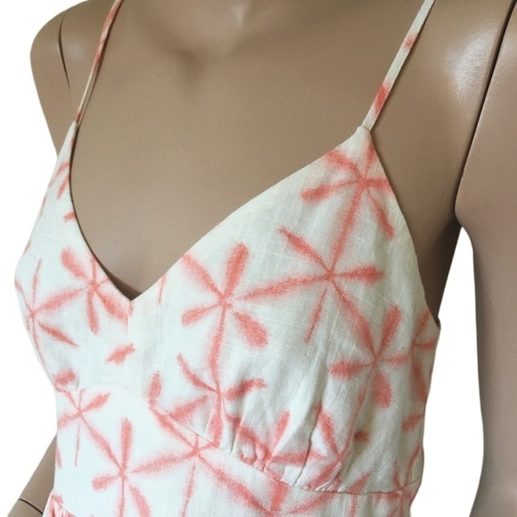 Loft Rayon Cami Shirred Smocked Linen Blend Star Tie Dye Peplum Tank Top Blouse - Picture 7 of 14